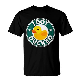 Womens Duck Duck Ducked 4X4 Car Quack Humor Rubber Ducking T-Shirt | Mazezy