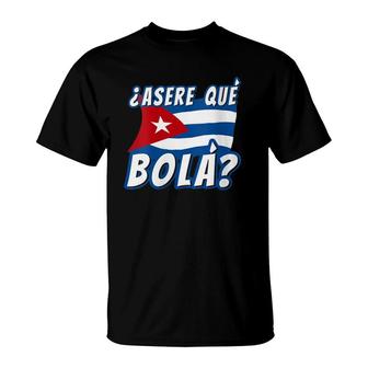 Womens Funny Cuban Saying Havana Cuba Flag Asere Que Bola V-Neck T-Shirt | Mazezy DE