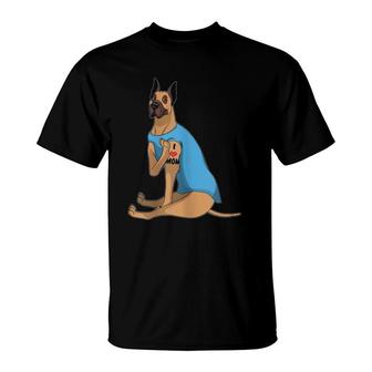 Womens Funny Dog Great Dane I Love Mom Tattoo Gift Tee T-Shirt | Mazezy