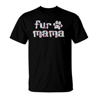 Womens Fur Mama Cute Gift For Cat Lover, Cat V-Neck T-Shirt | Mazezy