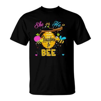 Womens Gender Reveal What Will It Bee Tees He Or She Grandma T-Shirt | Mazezy