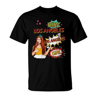 Womens Girl From Los Angeles Comic Style Los Angeles Girl T-Shirt | Mazezy