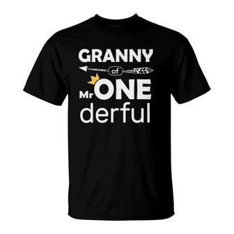 Womens Granny Of Mr Onederful 1St Birthday Boy I'm One Outfit T-Shirt | Mazezy