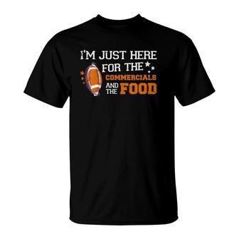 Womens Halftime Show I'm Just Here For The Food And Commercials V Neck T-Shirt | Mazezy