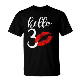 Womens Hello 30 Red Lip Kisses Birthday Gift For Mom Grandma T-Shirt | Mazezy