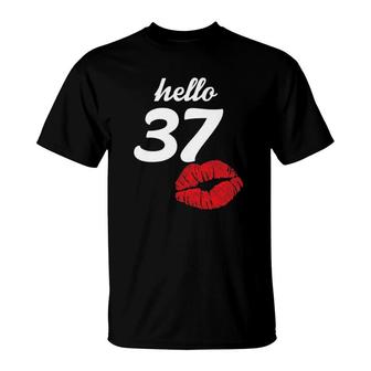 Womens Hello 37 Years Old Gifts For Women's 37Th Birthday Gifts T-Shirt | Mazezy