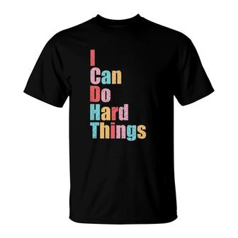 Womens I Can Do Hard Things Vest Workout Summer Casual T-Shirt | Mazezy