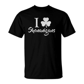 Womens I Clover Shenanigans Funny Irish Clover Novelty T-Shirt | Mazezy