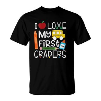 Womens I Love My First Graders 1St Grade Back To School T-Shirt | Mazezy