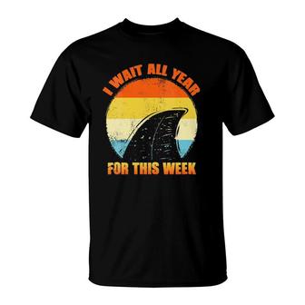 Womens I Wait All Year For This Week S Funny Shark Tee V-Neck T-Shirt | Mazezy
