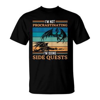 Womens I'm Not Procrastinating I'm Doing Side Quests,Vintage Dragon T-Shirt | Mazezy