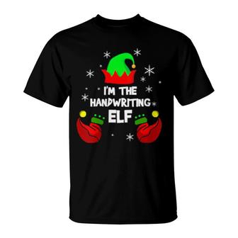 Womens I'm The Handwriting Elf Teacher Matching Christmas Pj T-Shirt | Mazezy