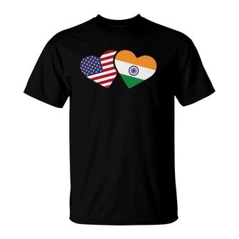 Womens India Usa Flag Heart Indian American Love T-Shirt | Mazezy