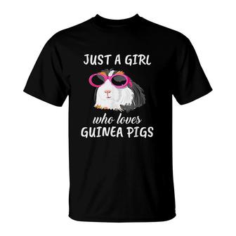 Womens Just A Girl Who Loves Guinea Pigs T-Shirt | Mazezy