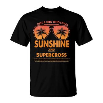 Womens Just A Girl Who Loves Sunshine And Supercross For Woman V-Neck T-Shirt | Mazezy