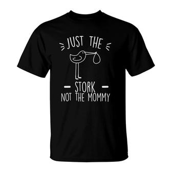 Womens Just The Stork Not The Mommy Surrogacy Pregnancy Reveal V-Neck T-Shirt
