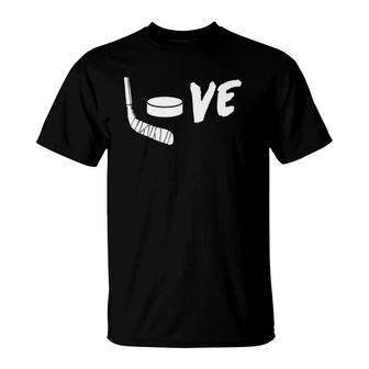 Womens Love Hockey Ice Hockey Gift For Hockey Fansa T-Shirt | Mazezy