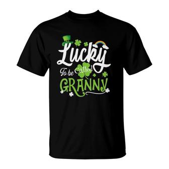 Womens Lucky To Be Called Granny Shamrock St Patrick's Day Gift V-Neck T-Shirt | Mazezy UK