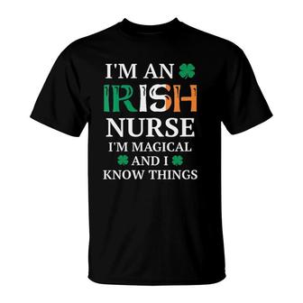 Womens Magical Irish Nurse Funny St Patrick's Day T-Shirt | Mazezy