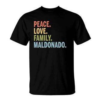 Womens Maldonado Last Name Peace Love Family Matching V-Neck T-Shirt | Mazezy