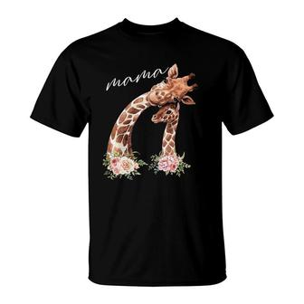 Womens Mama Giraffe New Mom Mommy Gift For Mother's Day T-Shirt | Mazezy
