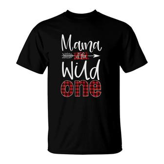 Womens Mama Of The Wild One Buffalo Plaid Lumberjack 1St Birthday T-Shirt | Mazezy CA