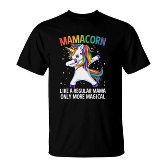 Womens Mamacorn Dabbing Unicorn Mama Funny Mother's Day T-Shirt | Mazezy