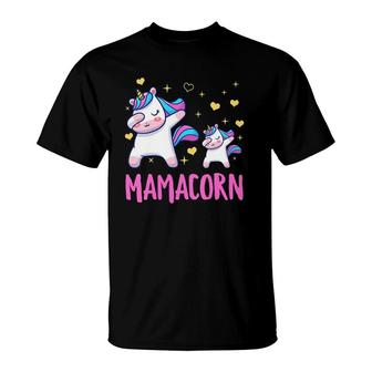 Womens Mamacorn Mom And Baby Funny Dabbing Unicorn Mommy Mother V-Neck T-Shirt | Mazezy