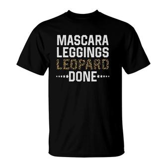 Womens Mascara Leggings Leopard Done Funny V Neck T-Shirt | Mazezy