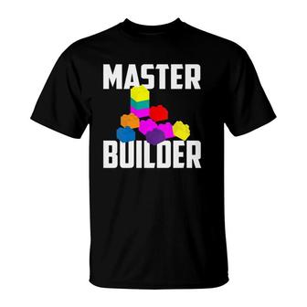 Womens Master Builder Cute Master Block Builder Bricks Gift V Neck T-Shirt | Mazezy