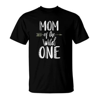 Womens Mom Of The Wild One Tshir V-Neck T-Shirt