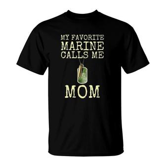 Womens My Favorite Marine Calls Me Mom V-Neck T-Shirt | Mazezy