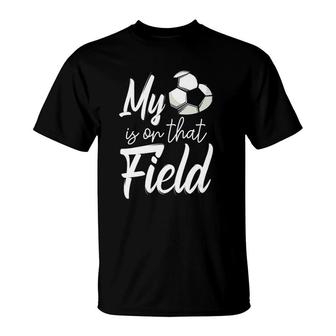 Womens My Heart Is On That Soccer Field Funny Football Team Player V-Neck T-Shirt