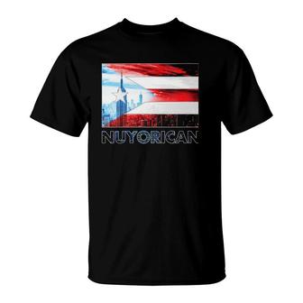 Womens Nuyorican Flag Puerto Rico Flag Gift New York Puerto Rican V-Neck T-Shirt | Mazezy