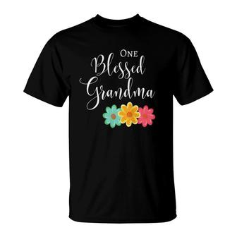 Womens One Blessed Grandma Gift For Grandmother T-Shirt | Mazezy