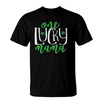 Womens One Lucky Mom Womens St Patrick's Day For Mother Pregnant Mom V-Neck T-Shirt | Mazezy