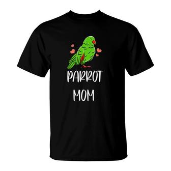 Womens Parrot Mom Leaf Pattern Cool Birb Meme Pet Bird Lover Gift T-Shirt | Mazezy