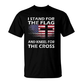 Womens Patriotic Gift I Stand For The Flag And Kneel For The Cross T-Shirt | Mazezy DE