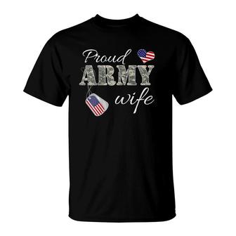 Womens Proud Army Wife Camouflage Wife Of Soldiers Gift Mothers Day T-Shirt | Mazezy