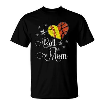 Womens Proud Softball Basketball Mom Ball Mother's Day T-Shirt | Mazezy