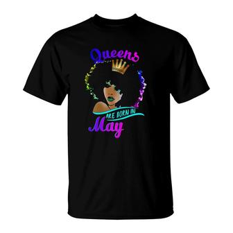 Womens Queens Are Born In Mayblack Women Taurus Birthday T-Shirt | Mazezy