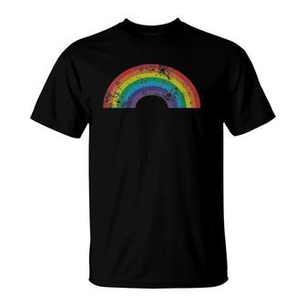 Womens Rainbow Vintage Retro 80'S Style Gay Pride T-Shirt | Mazezy