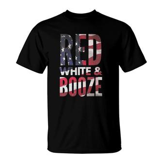 Womens Red White And Booze Drinking 4Th Of July Usa Flag T-Shirt | Mazezy AU