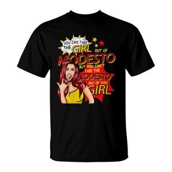 Womens Retro Girl From Modesto Comic Style Modesto Girl T-Shirt | Mazezy