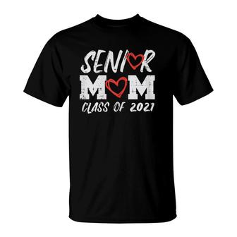 Womens Senior Mom Class 2021 Heart Graduate Graduation Women T-Shirt | Mazezy