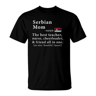 Womens Serbian Mom Definition Tee Serbia Flag Mother's Day Tee T-Shirt | Mazezy
