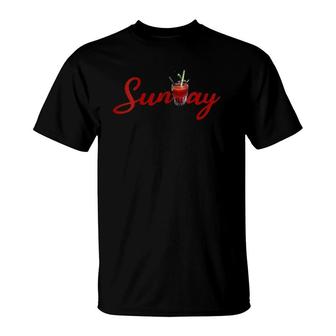 Womens Sunday With Bloody Mary V-Neck T-Shirt | Mazezy