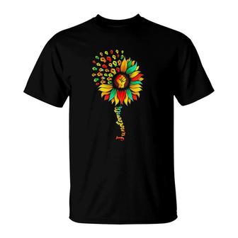 Womens Sunflower Fist Black History Happy Juneteenth 1865 Ver2 T-Shirt | Mazezy