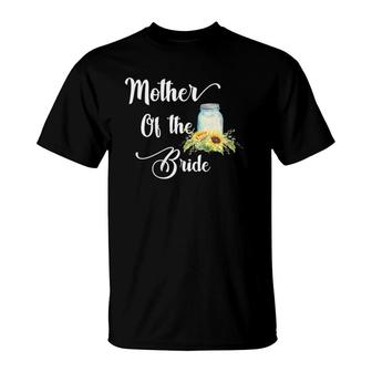 Womens Sunflower Wedding Matching Bridal Party Mother Of Bride V-Neck T-Shirt | Mazezy