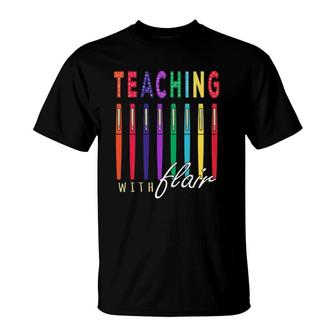 Womens Teaching With Flairflair Pen Teacher Gift T-Shirt | Mazezy